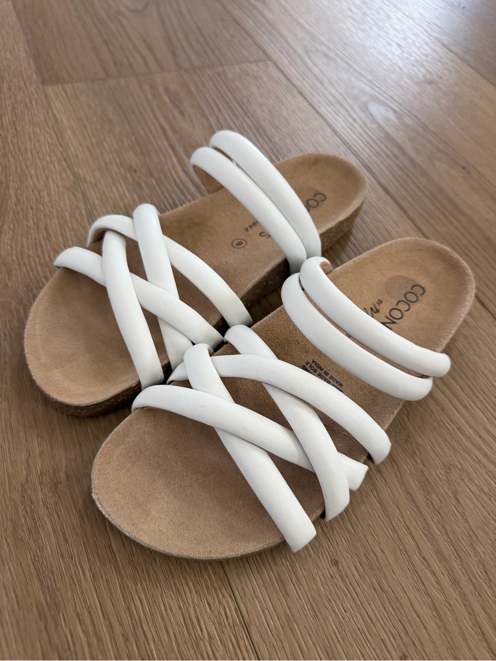 Coconuts by Matisse White Leather Zurie Strappy Slide Sandals Size 9